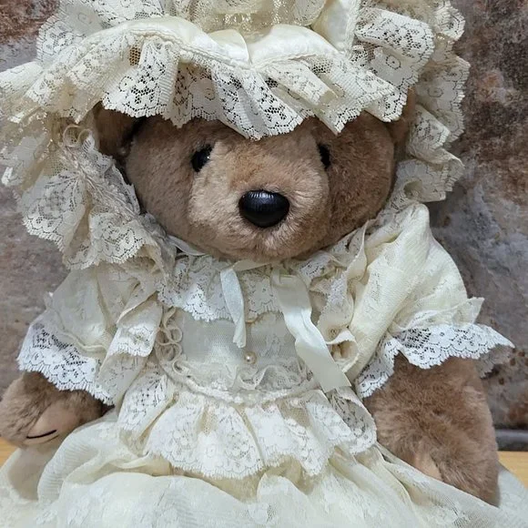 VTG Bearly People Victorian Lacey Dress Bear 1987